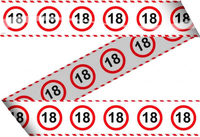Folat Markeetlint - 18 jaar verjaardag - afzetlint - versiering - stopbord - 15 meter