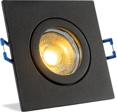 IP44 LED Inbouwspot Aspen - badkamer of buiten - Vierkante spot - Zwart - Extra Warm Wit - 2700K - 2.7 Watt - Philips