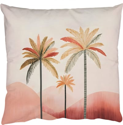 Sierkussens - Kussentjes Woonkamer - 50x50 cm - Palmbomen - Heuvels - Minimalistisch - Zachtroze