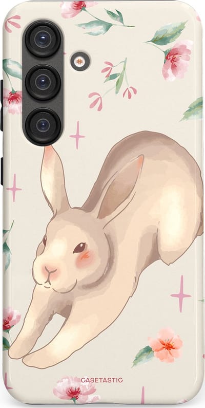 Casetastic Hoesje Geschikt voor Samsung S25 - Stijlvolle Beschermende Duo-layer Case - Lief konijntje