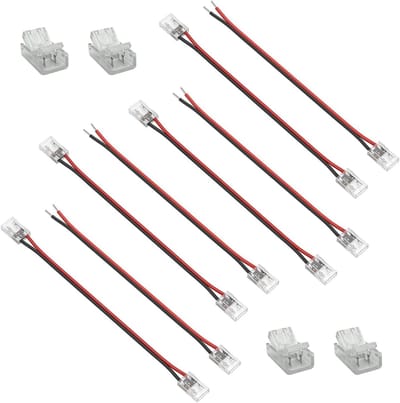 Set van 12 2-Pin LED Strip Connectoren voor 8 mm SMD 3528 en 2835 LED Strips, Eenvoudige Aansluiting zonder Solderen, Ideaal voor Verlichting en Decoratie