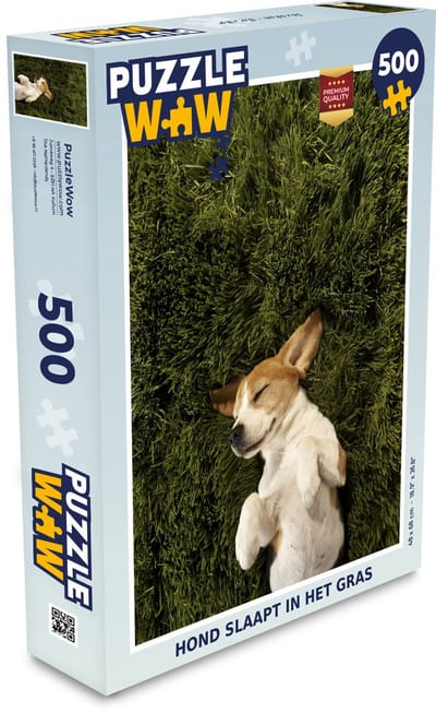 Puzzel Hond slaapt in het gras - Legpuzzel - Puzzel 500 stukjes