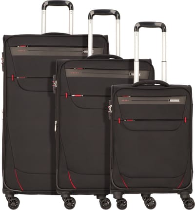 Worldpack Denver 4 wielen Kofferset 3-delig - Zachte bagage - TSA slot - schwarz