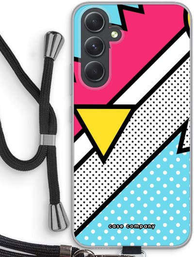 Case Company® - Hoesje met koord geschikt voor Samsung Galaxy A54 hoesje met Koord - Pop Art #3 - Telefoonhoesje met Zwart Koord - Bescherming aan alle Kanten en Over de Schermrand