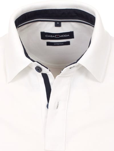 Casa Moda Polo Shirt Comfort Fit Effen Stretch Wit 4470 - 3XL