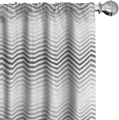 ABAKUHAUS Grijze Chevron-gordijnen – 2x75x245 cm – microvezel – Licht verduisterend – Lichtgrijs-wit