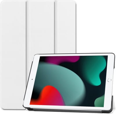 Hoesje Geschikt voor Apple iPad 9 (2021) - 10.2 inch - 9e Generatie - Dun & Stevig - Trifold Bookcase - Hard Cover - Hardcover Book Case - Tablet Hoes - Wit
