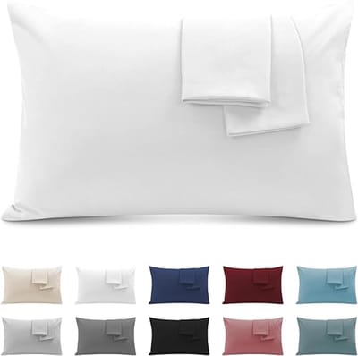 Famanu - Kussenslopen Voor Tweepersoonsbed 50x90cm, Set van 2 Kussenslopen Gecertificeerd Door Oeko-TEX® In Premium Microvezel 110GSM Met Onzichtbare Rits, Zacht en Ademend, Hypoallergeen – Wit