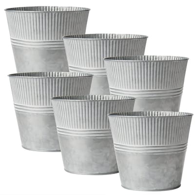 Set van 6 verzinkt stalen bloempotten - moderne decoratie en plantenpotten voor binnen en buiten