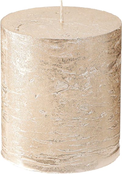 Platinakleurige pilaarkaarsen, 70x80mm, set van 4, lange brandduur, ho
