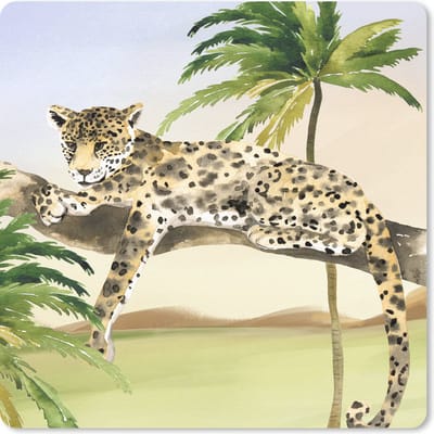 Muismat 20x20 cm - Mousepad Luipaard - Jungle - Boom - Muismatten
