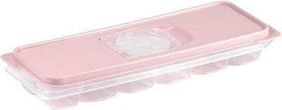Plasticforte IJsblokjesvorm met deksel - 12 ijsklontjes - kunststof - oud roze - ijsblokjes maken