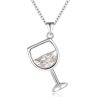 Prachtig Schattig Wijnglas Hanger Dames Lange Ketting Mode Sieraden Zirkonia Kleur 925 Ketting Trui Ketting white