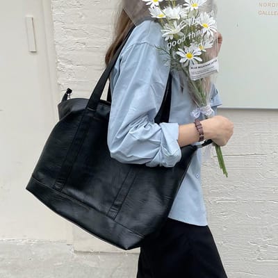 Koreaanse Versie van Vroege Lente Avocado Groen Zacht PU Grote Capaciteit Tote Tas Ins Commuter Reis Tas Crème Wit Schoudertas gray