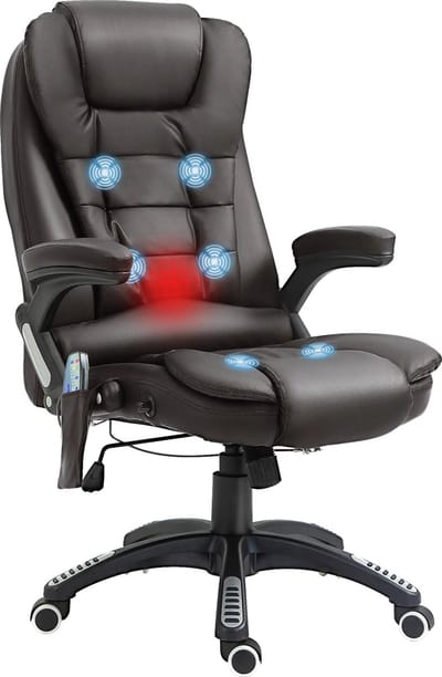 Bureaustoel - Massagestoel - Bureaustoelen voor Volwassenen – Office Stoel – Gaming Stoel - Warmtefunctie Draaibaar - Bruin