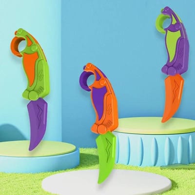 Couteau Griffe Gravité Imprimé en 3D Jouet Anti-Stress Papillon Fidget Pince Manuelle Sensoriel Décompression Cadeaux Carte Poussoir orange