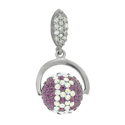 Blinx Jewels Zilveren Hanger Hangende Bol Zwart-Wit Steentjes Strass