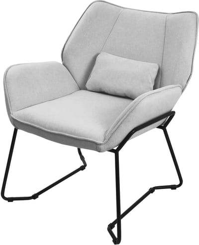 Woonkamer fauteuil loungestoel lichtgrijs met rugkussen tot 120 kilogram Polyester hoes in linnenlook ML design