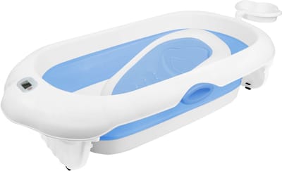 PIPIPOXER-Opvouwbaar Babybad - Baby Badje - Baby Badset met Zitje-Blauw