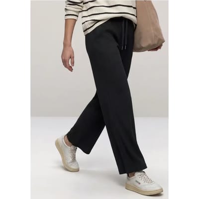 High Waist broek met wijde pijpen in casual pasvorm