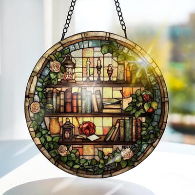 Kleurige Glazen Hangdecoratie voor Raam en Tuin - Bloemen Suncatcher voor Kerstmis, Handgemaakt, 20x20cm
