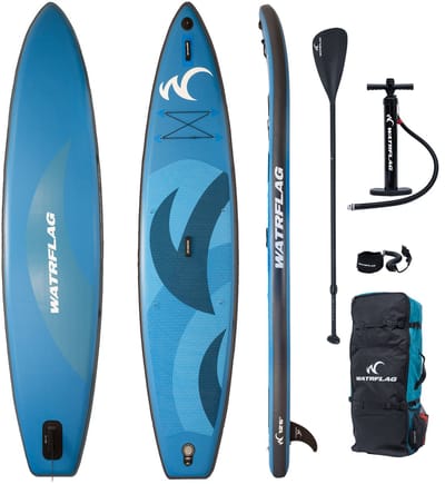 Watrflag Arrow Premium kwaliteit opblaasbaar SUP Board 12'6, 380 x 81 x 15 cm, Complete SET bestaande uit luxe rugzak, 3-delige peddel, dubbel air pomp, leash, reparatiesetje 380