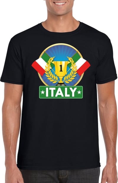 Zwart Italiaans kampioen t-shirt heren - Italie supporters shirt S