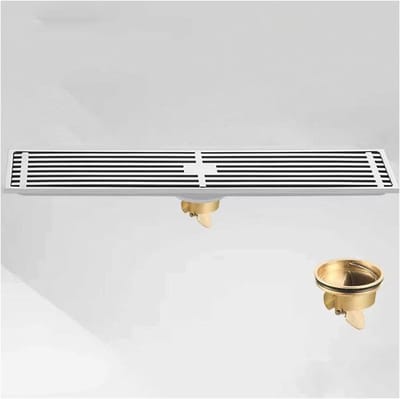 Vloerafvoer Rechthoekig - Douchegoot Lineair - Waterafvoer Badkamer - Met Haarfilter - 8x30 cm - Geborsteld Zilver