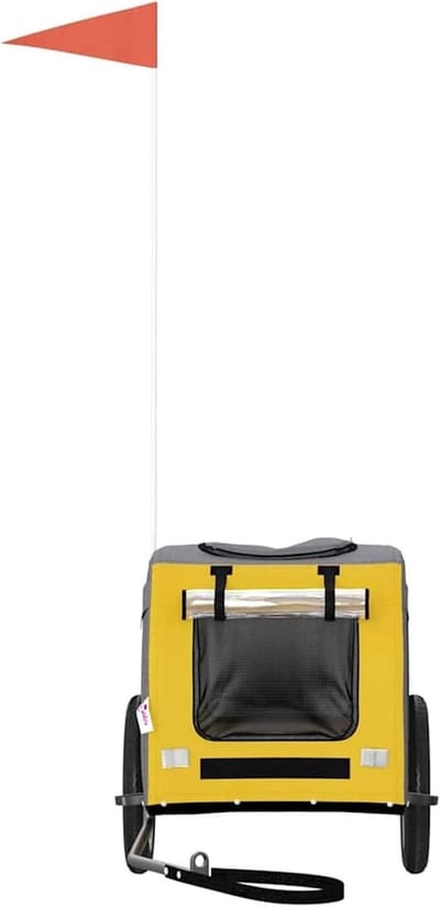 Fietsaanhanger Honden - Hondenkar Fiets - Veilig Vervoeren - IJzeren Frame - 69 x 44 x 12 cm - Geel Grijs