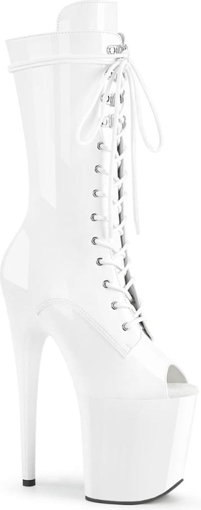 Pleaser - FLAMINGO-1051 Plateau Laarzen - Paaldans schoenen - 37 Shoes - Wit