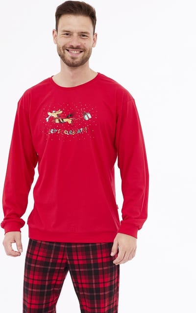 Cornette Heren Pyjama Lange Mouw Lange Broek Winter Kerst Matching Gezin Familie Celebrate 115/255 XXL