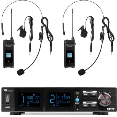 Power Dynamics PD522B microfoonsysteem met 2 UHF bodypack microfoons - 2x 100 kanalen - Met koffer