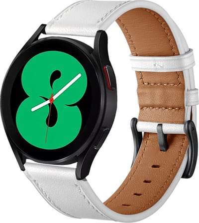 By Qubix - Geschikt voor Garmin bandje - lederen bandje - Wit - Geschikt voor Garmin Vivoactive 6 / 5 / 3 - Smartwatch bandje 20mm