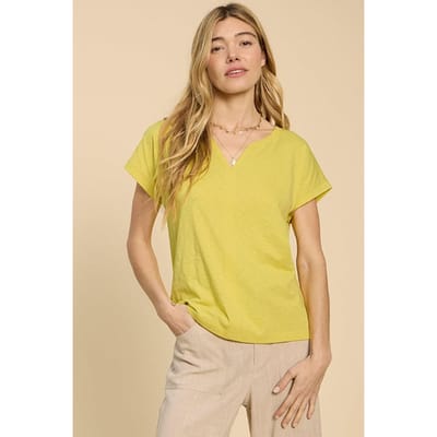 White Stuff Nelly Notch Neck Tee Bright Yellow Size: 10 | T-Shirts Outlet | Dames | Geel