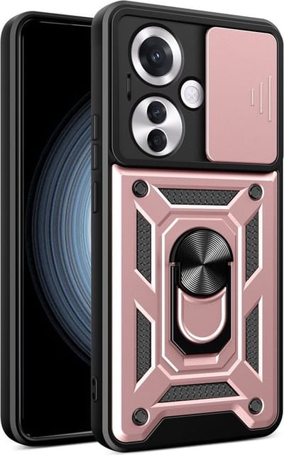 MobyDefend Hoesje - Geschikt voor Oppo Reno 11F - Pantsercase Met Draaibare Ring - Rosé