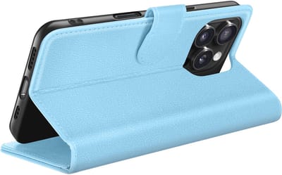 Zanae, Hoesje geschikt voor iPhone 16 Pro - Wallet Case & Magneetsluiting, Lichtblauw