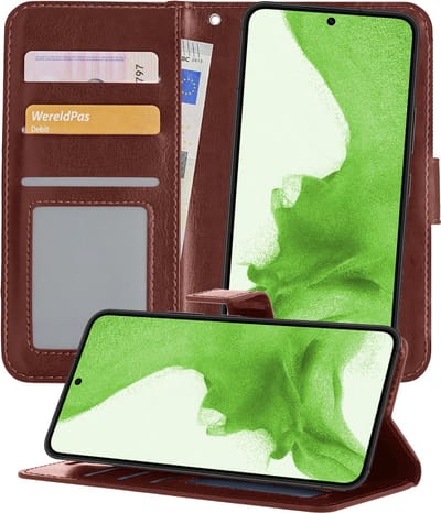 Hoesje 2 in 1 - Geschikt voor Samsung Galaxy S22 Plus - Met Uitneembare Hard Cover - Bookcase - Wallet Case - Met Pasjeshouder - Book Case - Uitneembaar - Pashouder - Kunstleer - Bruin