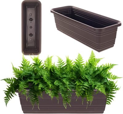 KADAX Bloembak, balkonpot van kunststof, weerbestendige plantenbak, bloempot, leuningbak voor het kweken van bloemen, kruiden en planten (mokka, 50 cm)