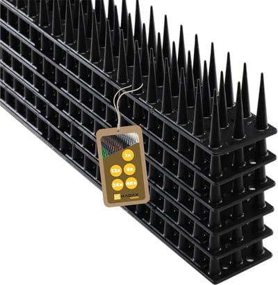 Vogelafweer van kunststof, 51 x 4 x 3,5 cm - dierenafweer, 3 rijen, spikes voor kat, marter, duif, hek, vensterbank, dak, duivenafweer, vogelbescherming, robuust - 6 stuks, Zwart