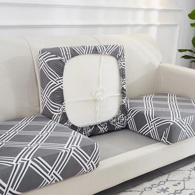Housse de coussin de canapé imprimée géométrique, housse de siège de canapé extensible pour animaux de compagnie, protection de meubles de salon pour enfants, étui de canapé lavable Normal Size (S)-1PC gray