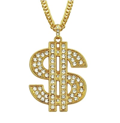 Dollar Ketting - Goud - Ketting met Dollar Teken Hanger - Pimp/Rapper/Gold - Foute party sieraad