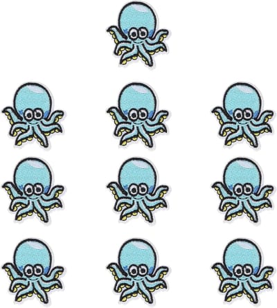Set van 10 Stof Stickers en Strijkapplicaties - Schattige Sterren en Octopus Patches voor Jeans, Jassen, Schoenen en Kleding