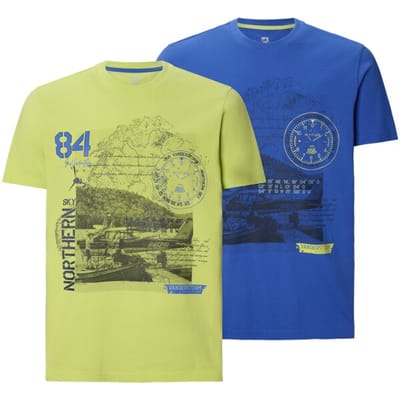 Jan Vanderstorm herren T-Shirts, Set Van 2 - 52/54 - blauw - Plus Size