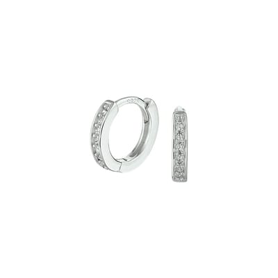 Zilver Gerhodineerd Klapoorringen Zirkonia 1332713