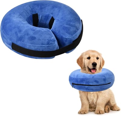 Verstelbare Opblaasbare Honden- en Kattenhalsband voor Herstel na Chirurgie, Comfortabel en Genezing Ondersteunend (M)