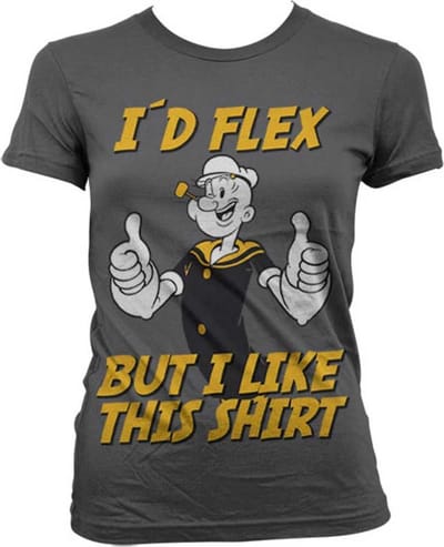 Popeye Dames Tshirt -S- I'd Flex Grijs