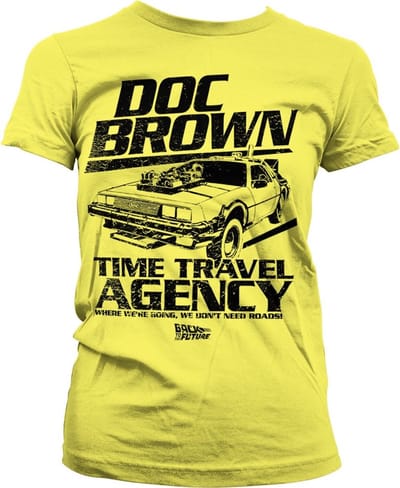 Back to the Future Doc Brown Time Travel Agency Girly Tee dames-T-shirt geel