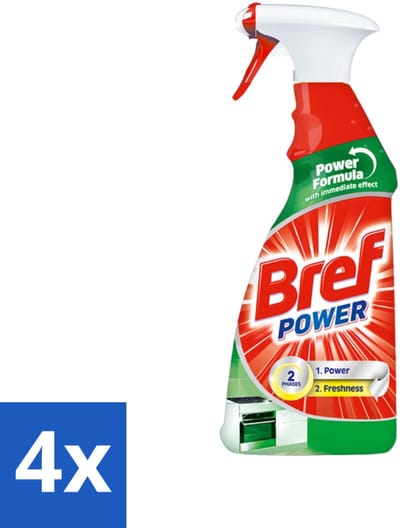 Bref Power - Keukenreiniger - Spray - Ontvetter - 750 ml - Voordeelverpakking - 4 stuks