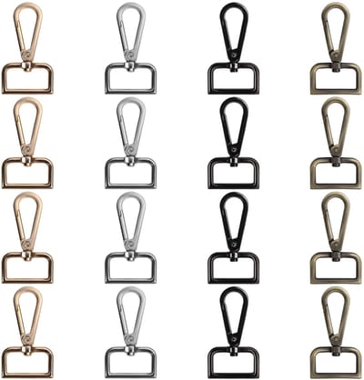 Vous Geassorteerde Metalen Sleutelhanger Haken met D-Ring (16 Pak) – 26 mm – Swivel Klem Karabijnhaak – Kreeftklemmen voor Lanyard Klemmen, DIY Sieraden, Handtas, Beurs, Naaien en Hobby