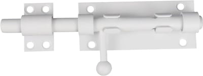 Schuifslot - Schuif Slot - Schuifgrendel - Poortgrendel - deurslot - Grendel - Deurschoot - Deurvergrendeling - Plaatgrendel - 5 inch - RVS - wit - voor schuur poort berging, tuinhuis deur, kast laten